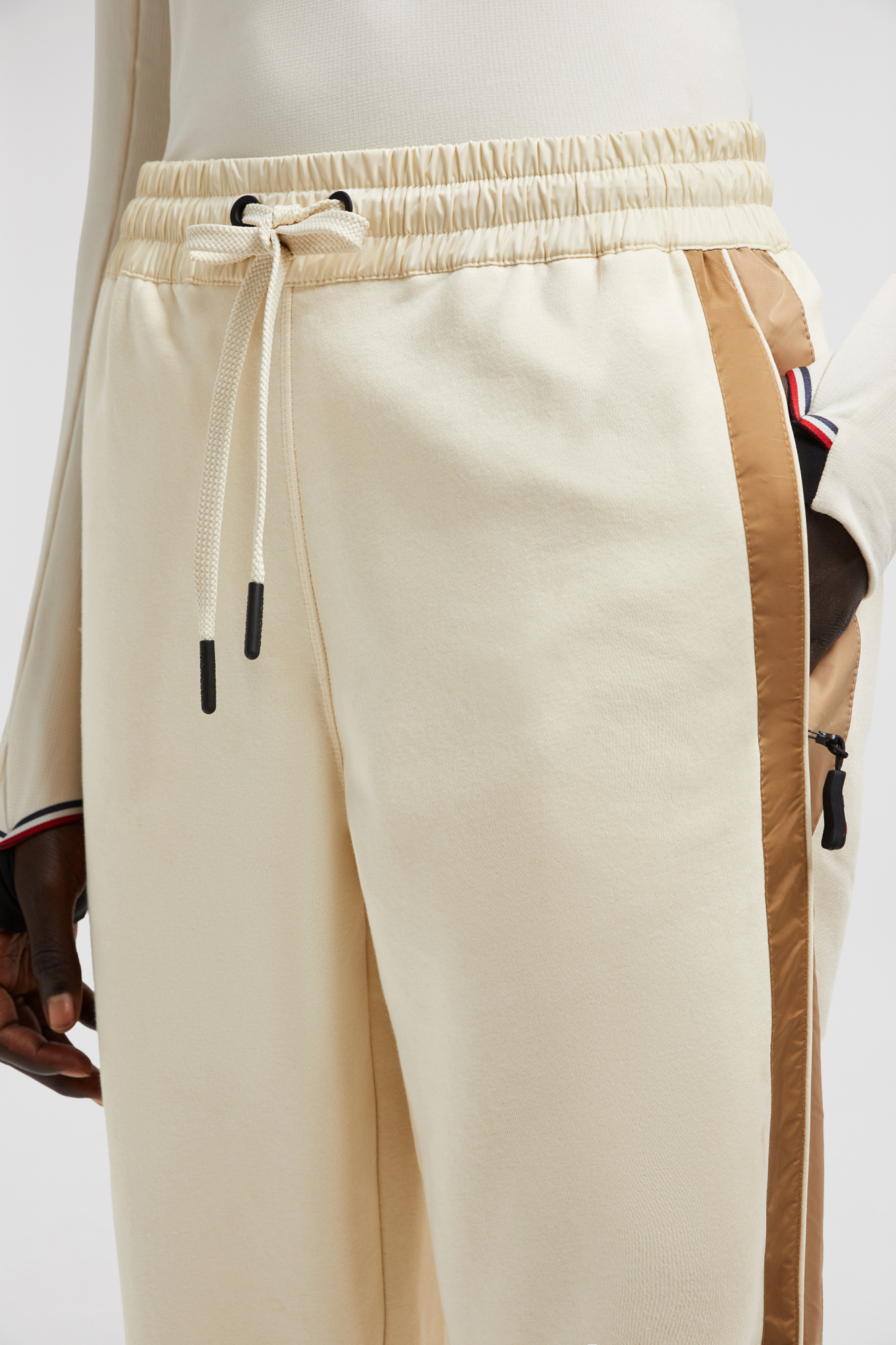 Shop Moncler Padded Mountain Logo Track Pants In White