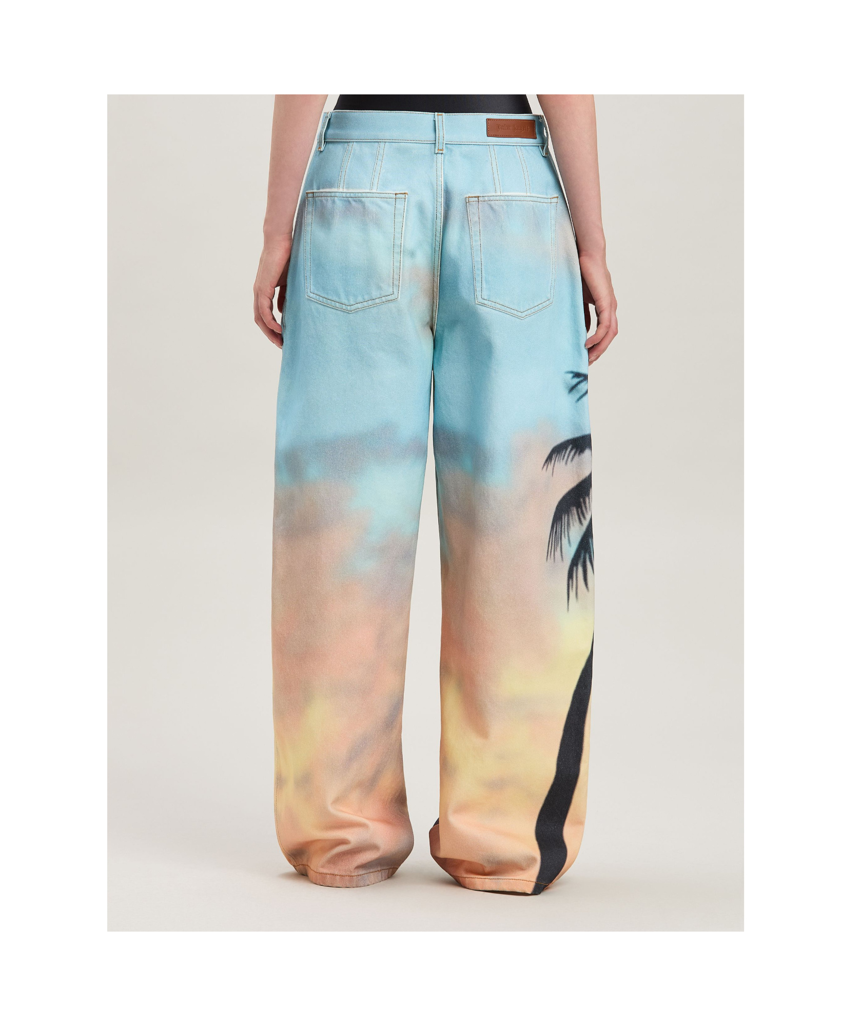 Palm Angels Multicolor Sunrise Palm Baggy Jeans In Nude