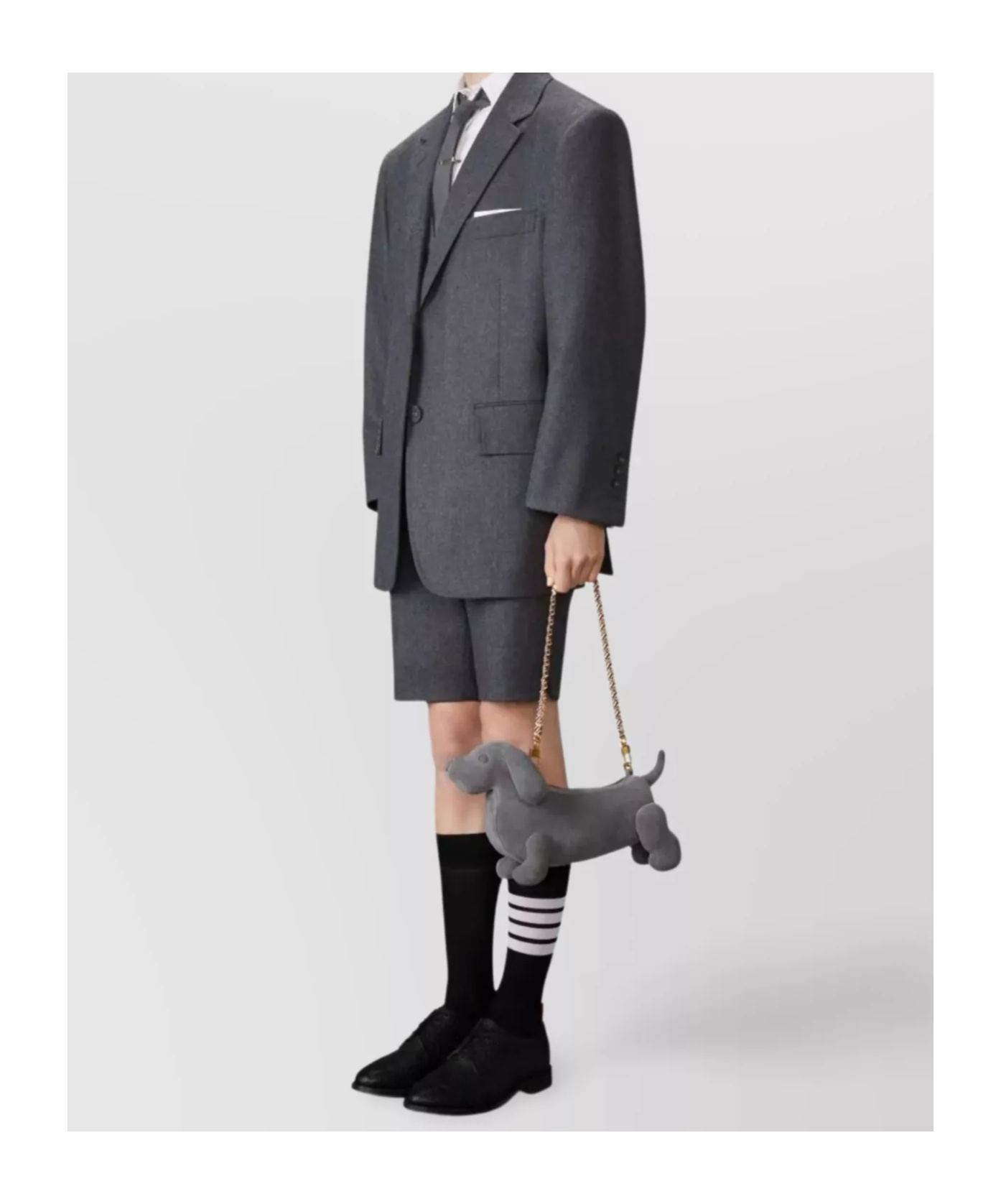 Thom Browne Hector Suede Clutch Bag In Gray