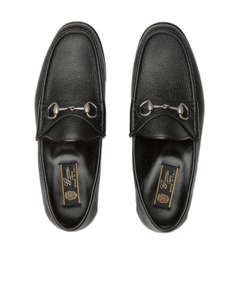 Gucci Men's Horsebit 1953 Grained Leather Bit Loafers In Black
