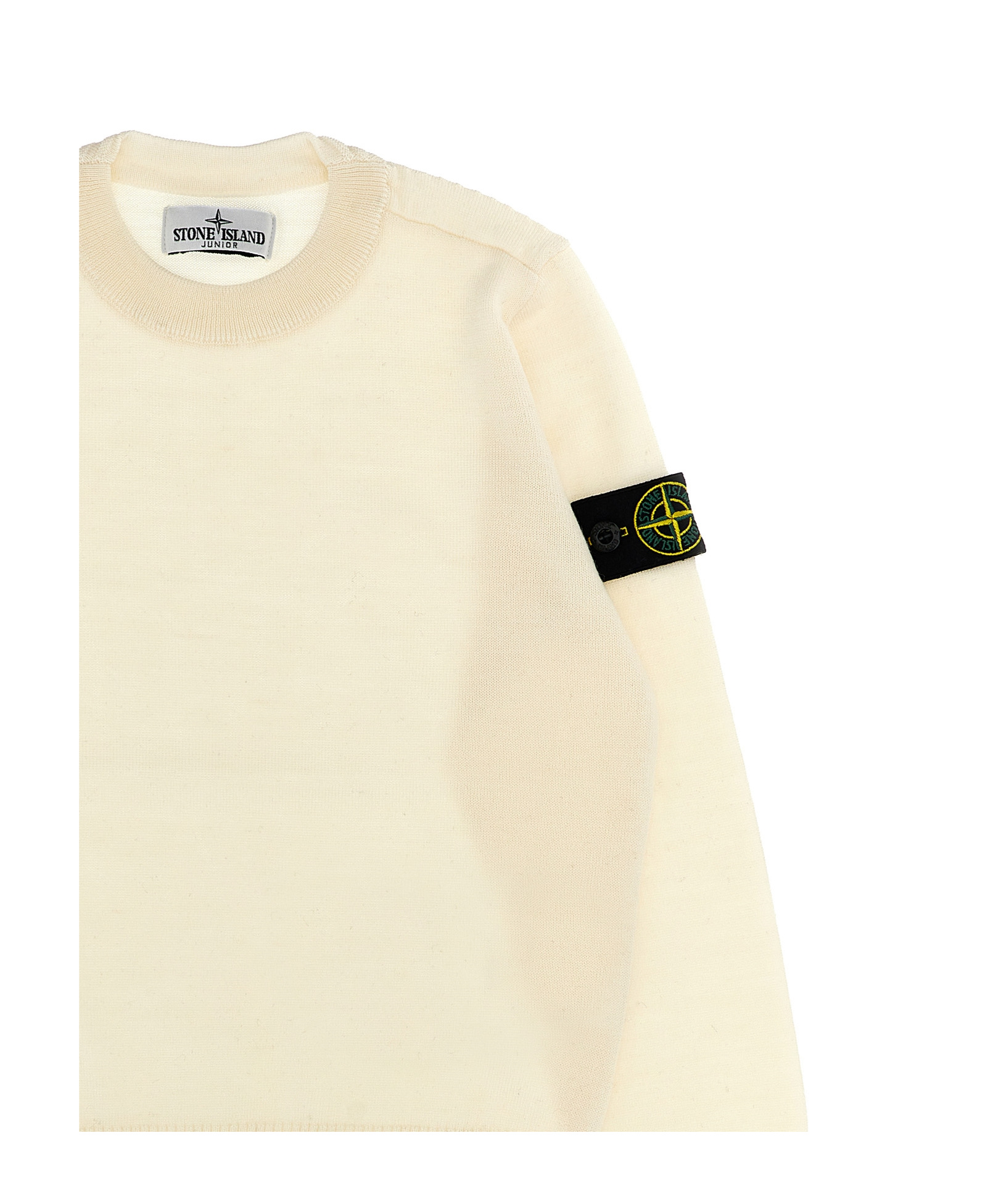Stone Island Knitted Logo-patch Jumper In White