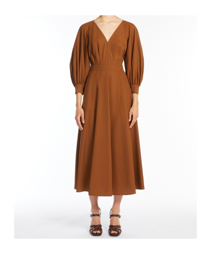 Max Mara Agoraio Popeline Dress In Tobacco Color