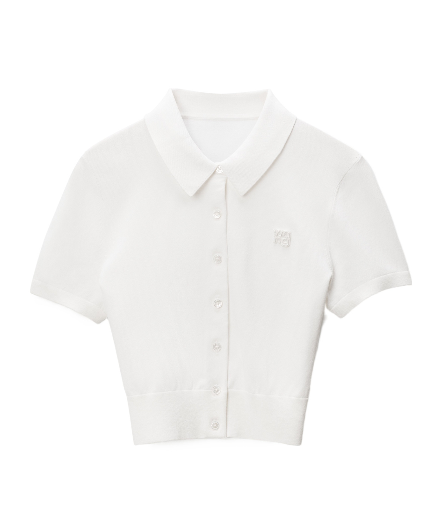 Alexander Wang Button-front Short-sleeve Knit Top In White