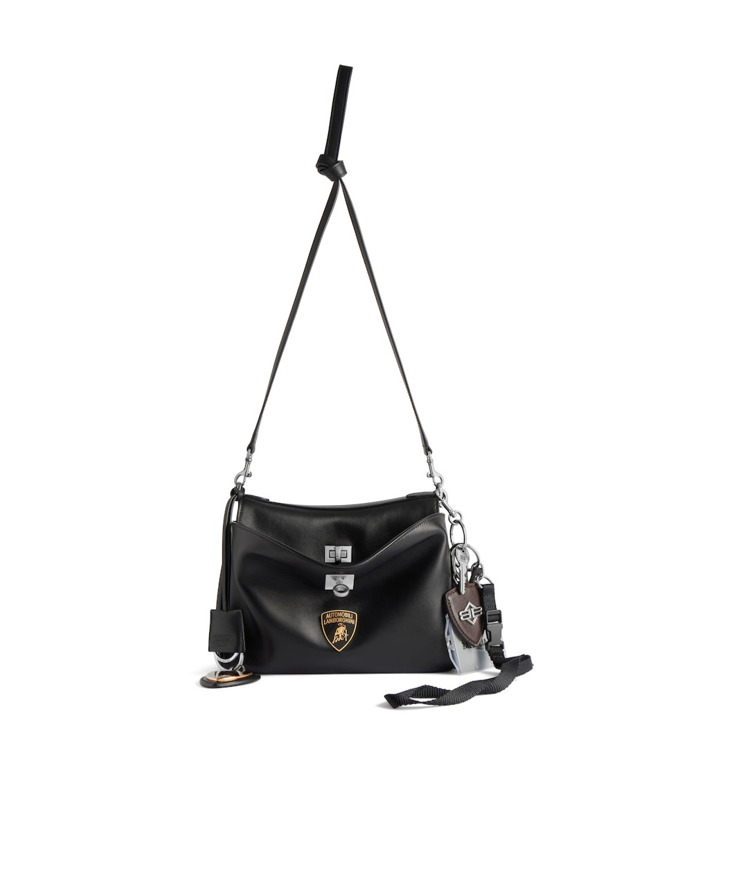 Balenciaga Black Leather Lamborghini Rodeo Shoulder Bag In Black