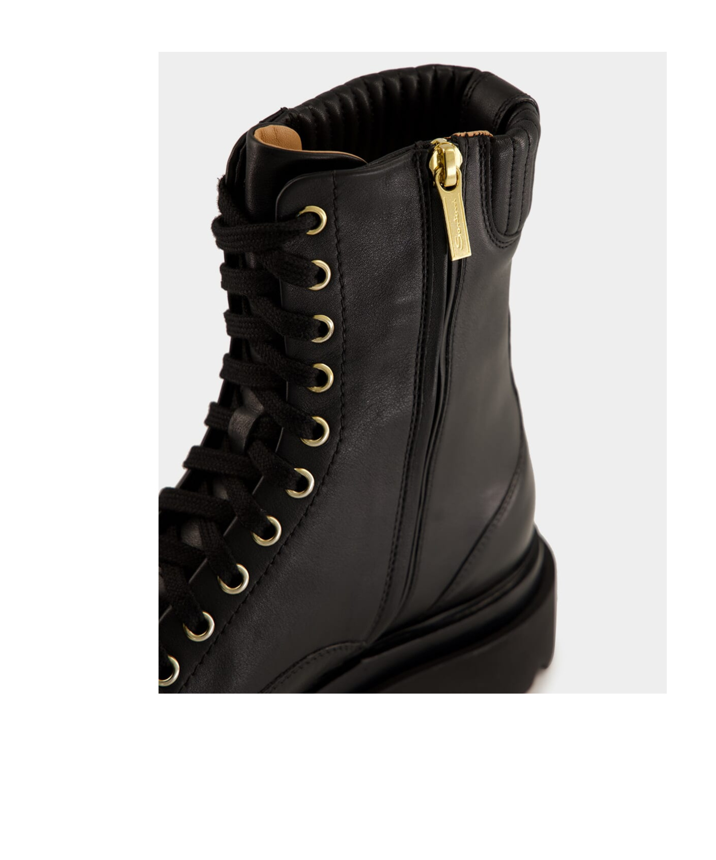 Santoni Quilted Lace-up Boots In Black