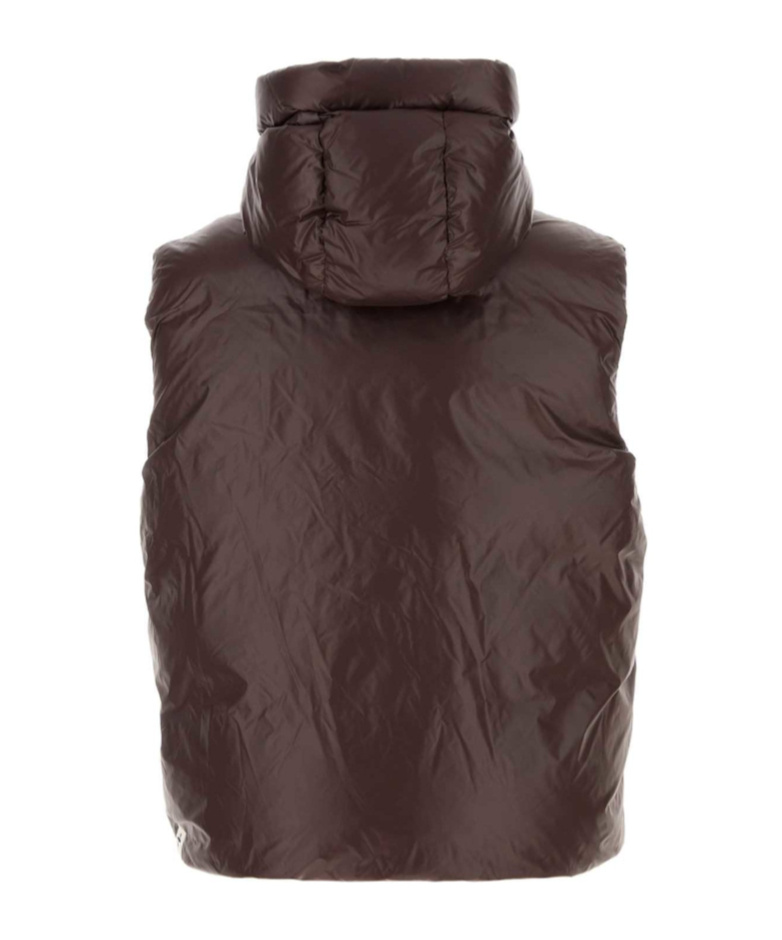 Jil Sander Brown Nylon Sleeveless Down Jacket In Brown