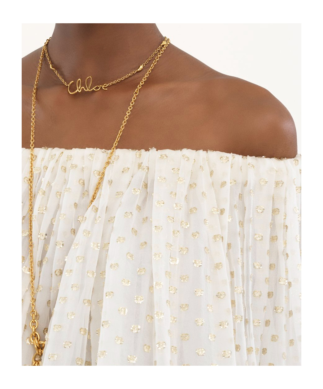 CHLOÉ OFF-THE-SHOULDER JACQUARD BLOUSE