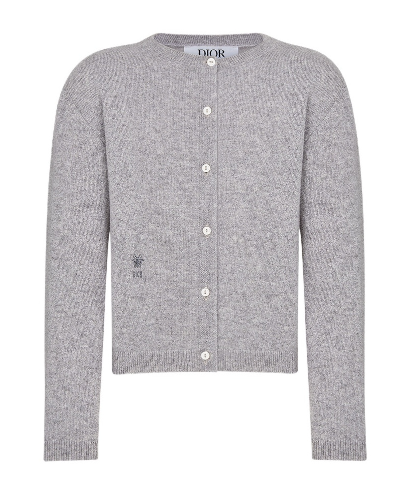 Dior Long-sleeved Cashmere Sweater In Gray