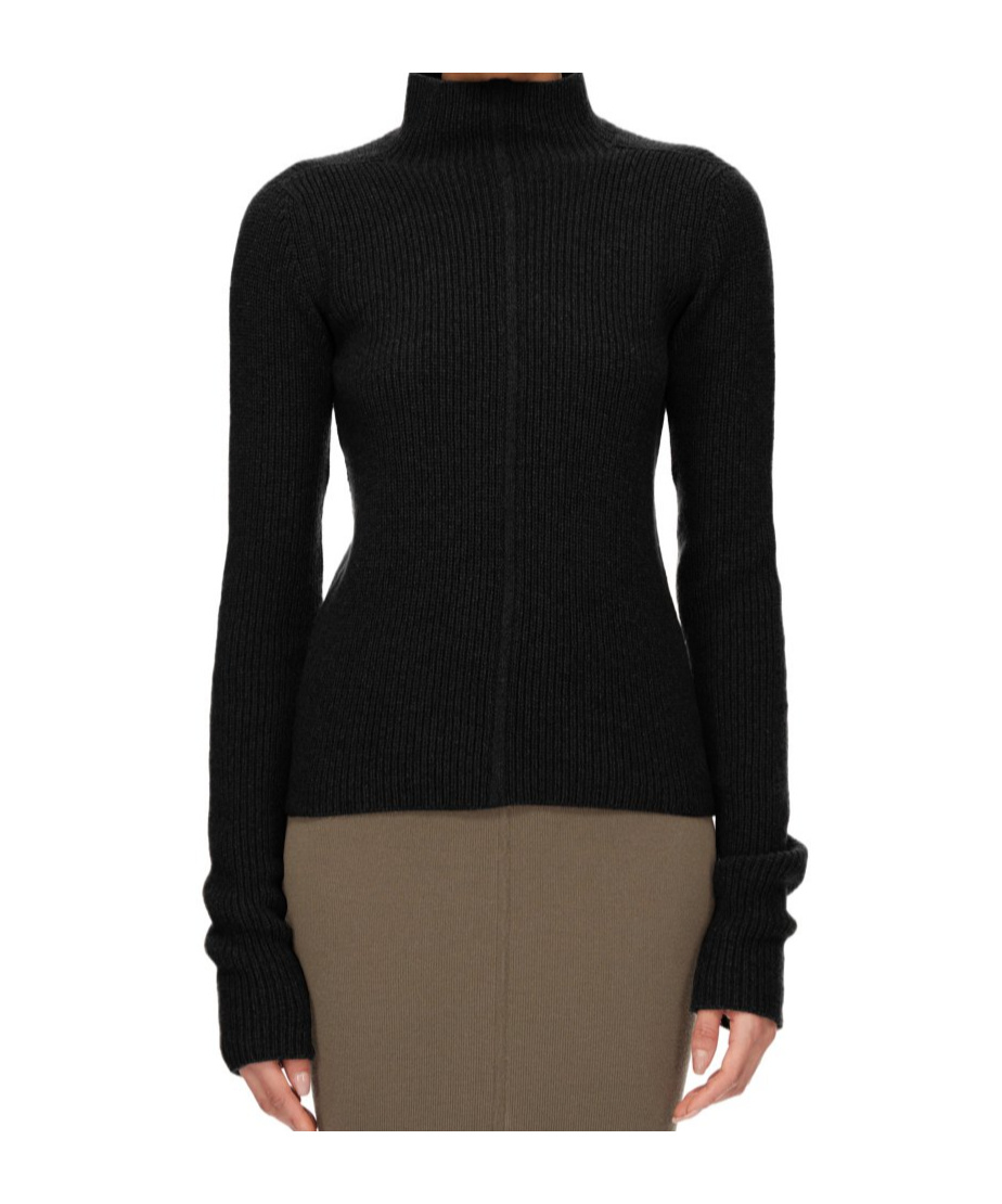 Rick Owens Black Porterville Headon Dbl Lupetto Turtleneck In Black