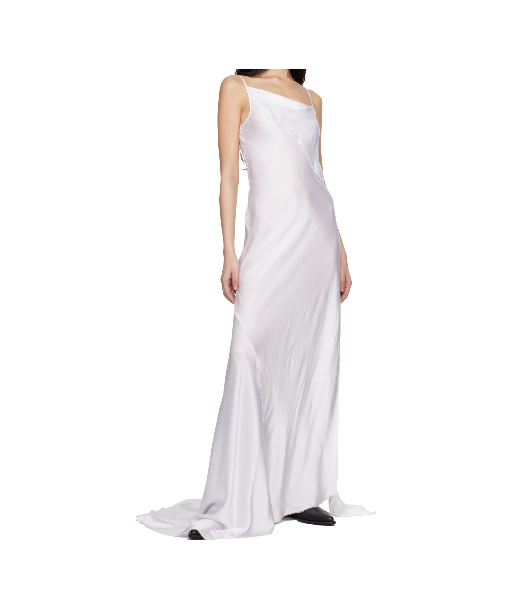 Ann Demeulemeester White Aaricia Long Bias Slip Maxi Dress In White