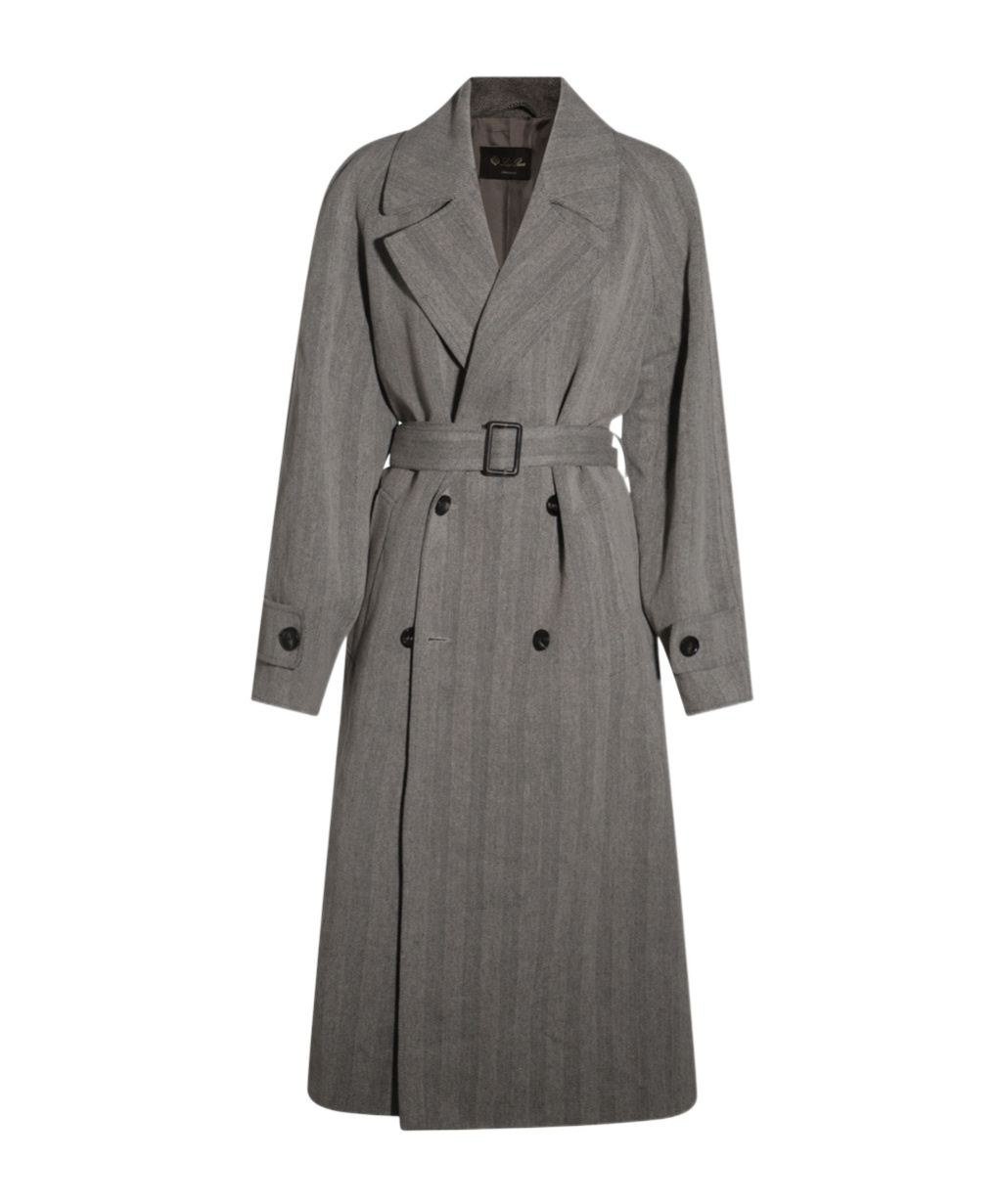 Loro Piana Double-breasted Trench Coat In Gray