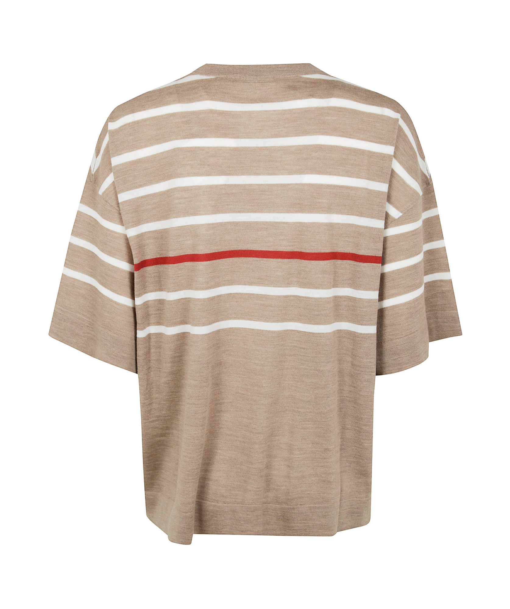 Brunello Cucinelli Round Neck Short Sleeves Sweater In Nude