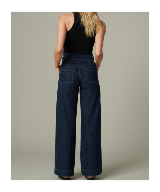 Joe's Jeans The Double Buckle Wide Leg Sailor Pants Out Of Control In Black
