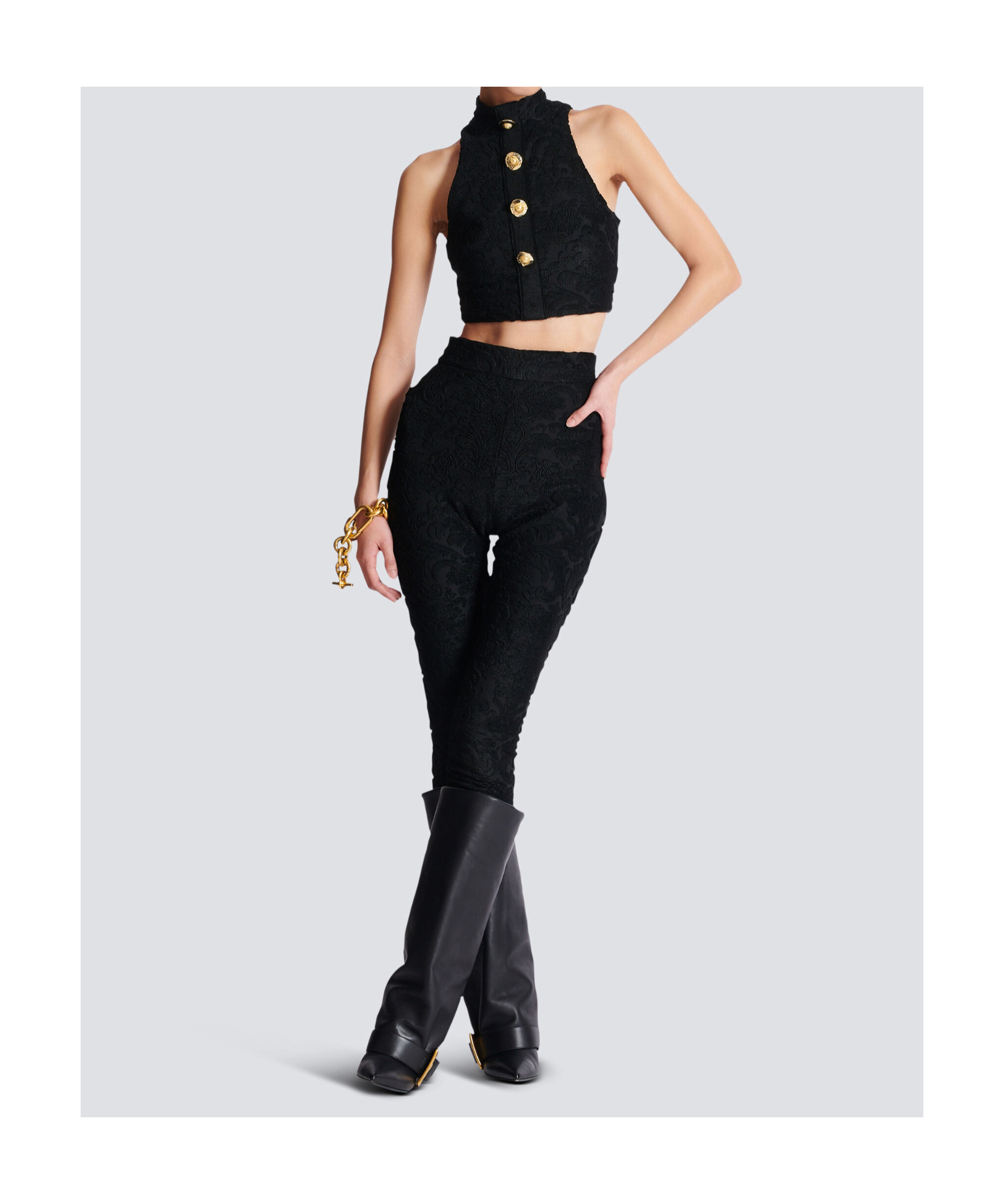 Balmain Baroque-pattern Buttoned Top