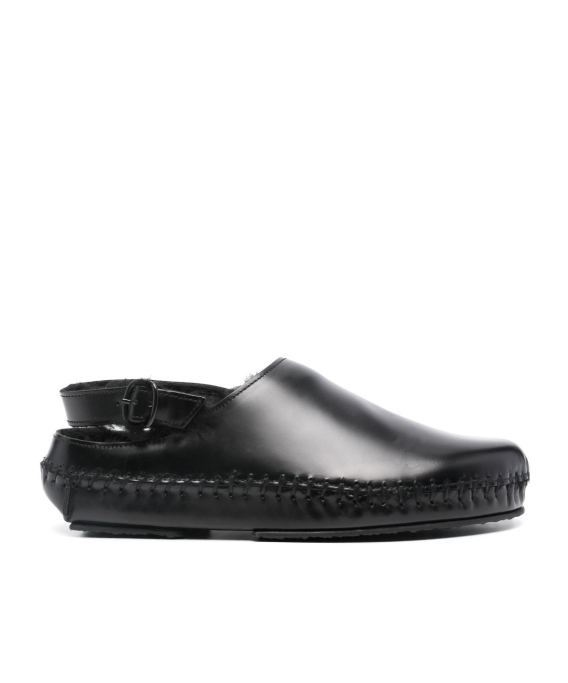 Hereu Round-headed Flat Sandals In Black