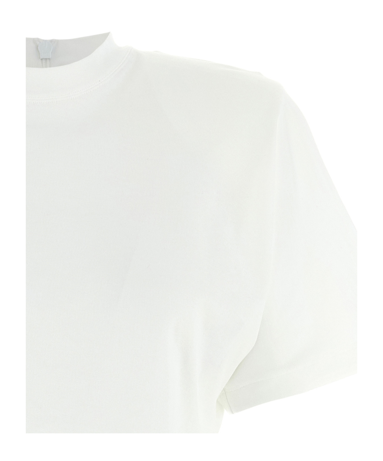 Pinko Short-sleeved Crop Top With Padded Shoulders In White