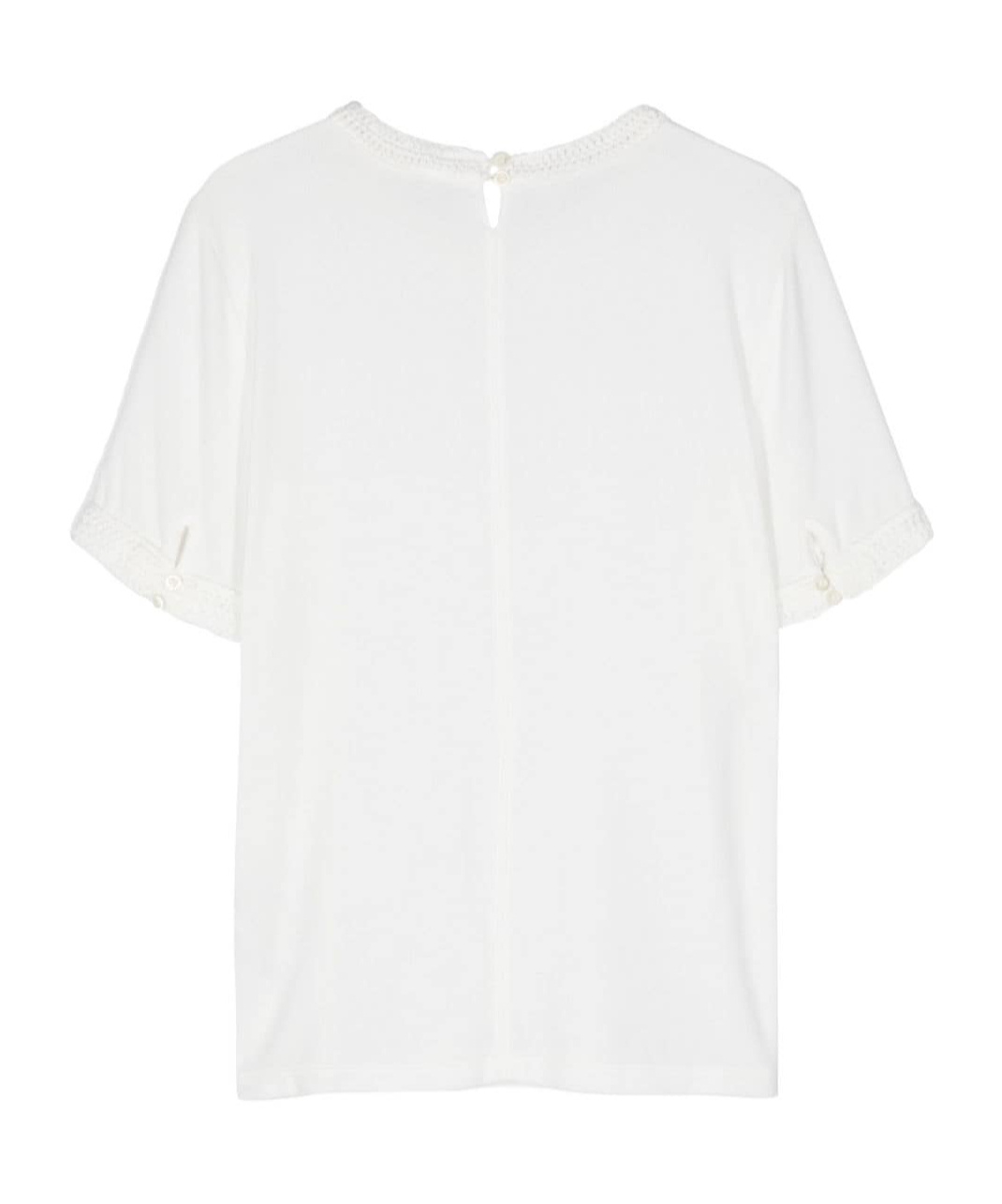 Frame Crochet-trim T-shirt In White