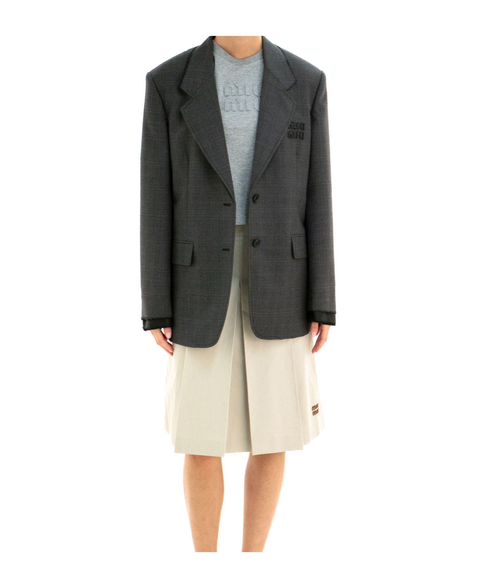 Miu Miu Long-sleeved Suit Coat In Black