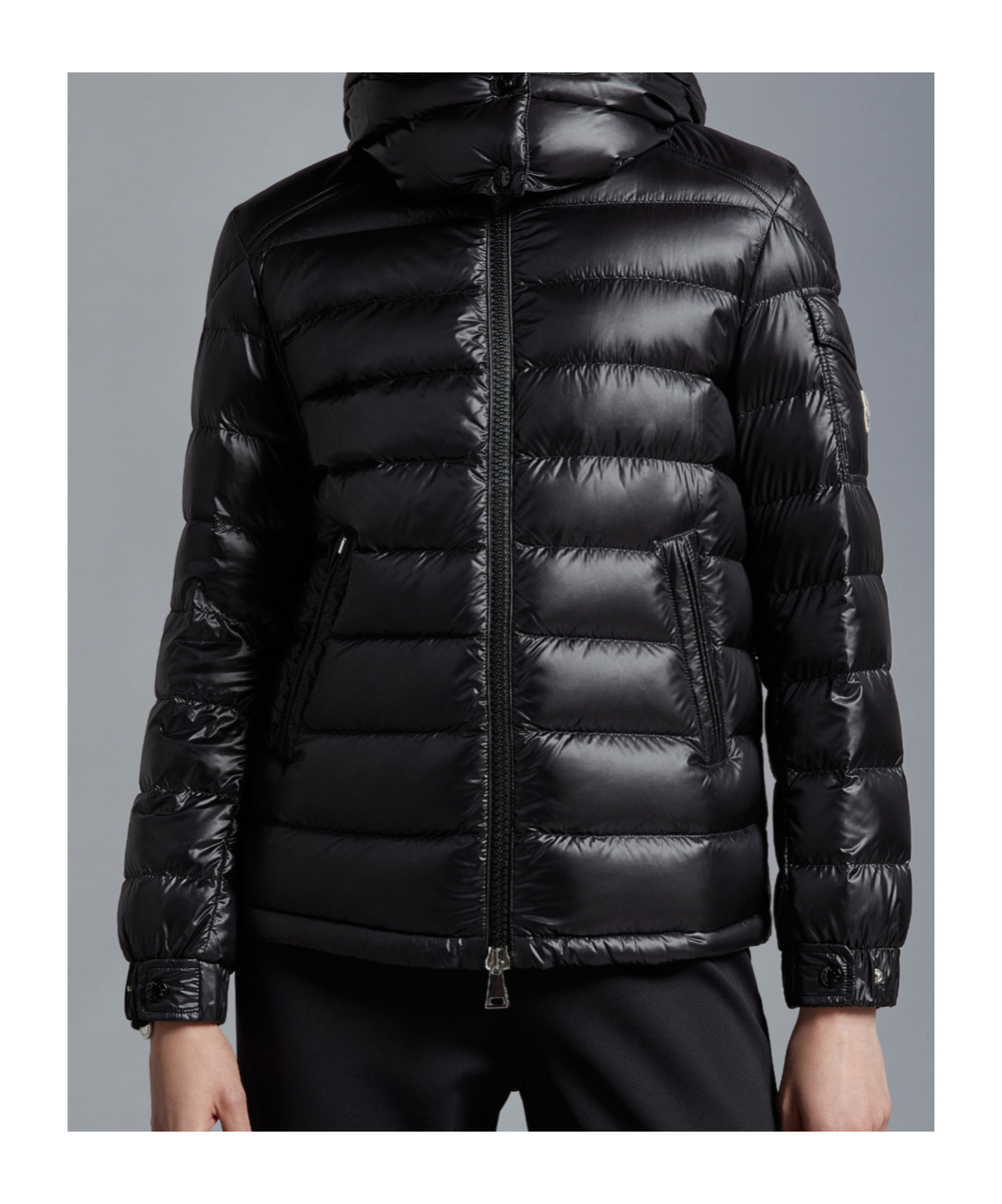 Moncler Bady Hooded Short Down Jacket Black In Black