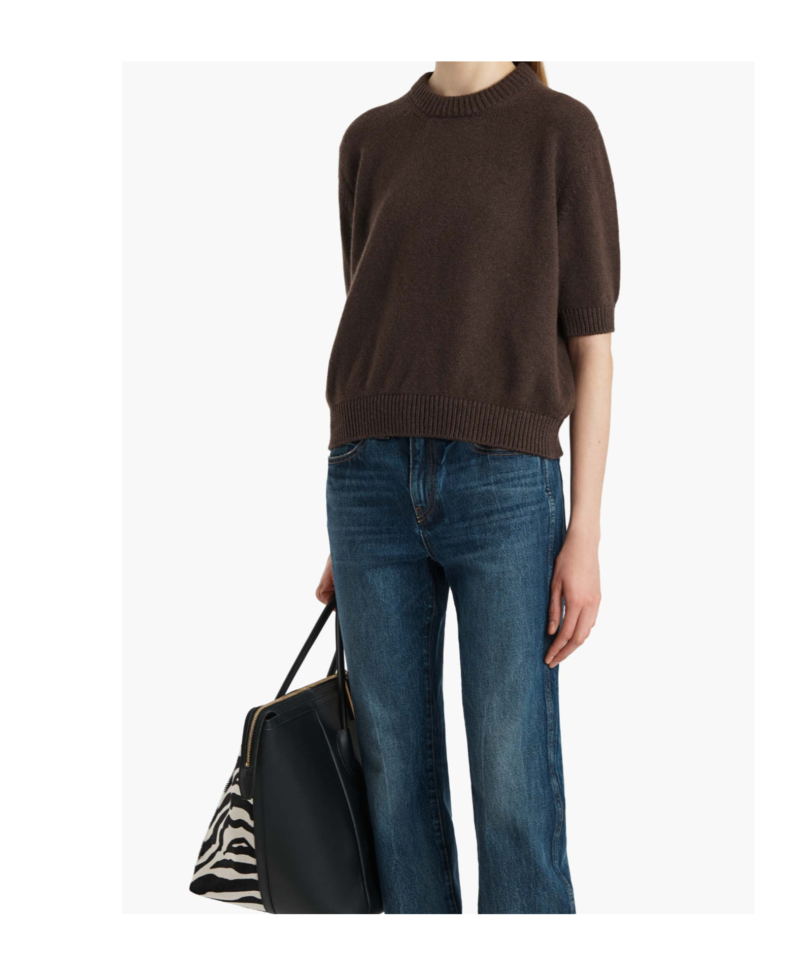Khaite Davin Short-sleeve Sweater In Brown