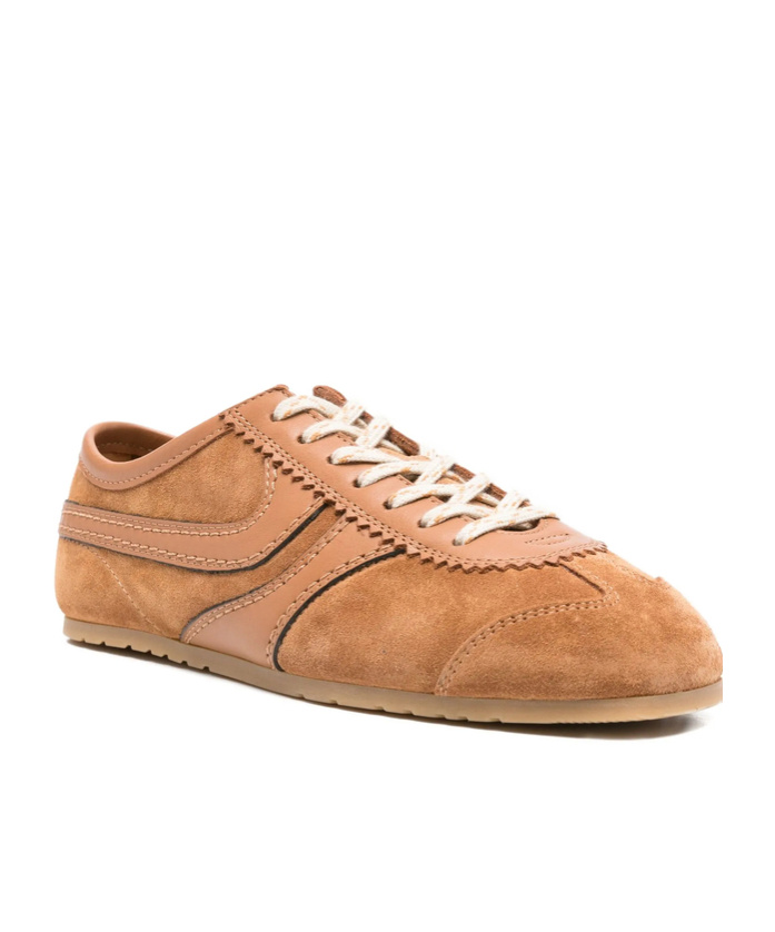Dries Van Noten Stitched Contrast Rubber Sole Suede Panel Sneakers In Brown