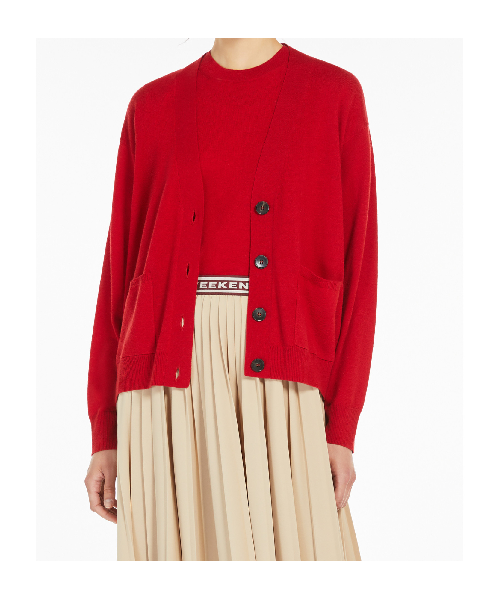 Weekend Max Mara Two-piece Combination Ribbed Sweater In Red