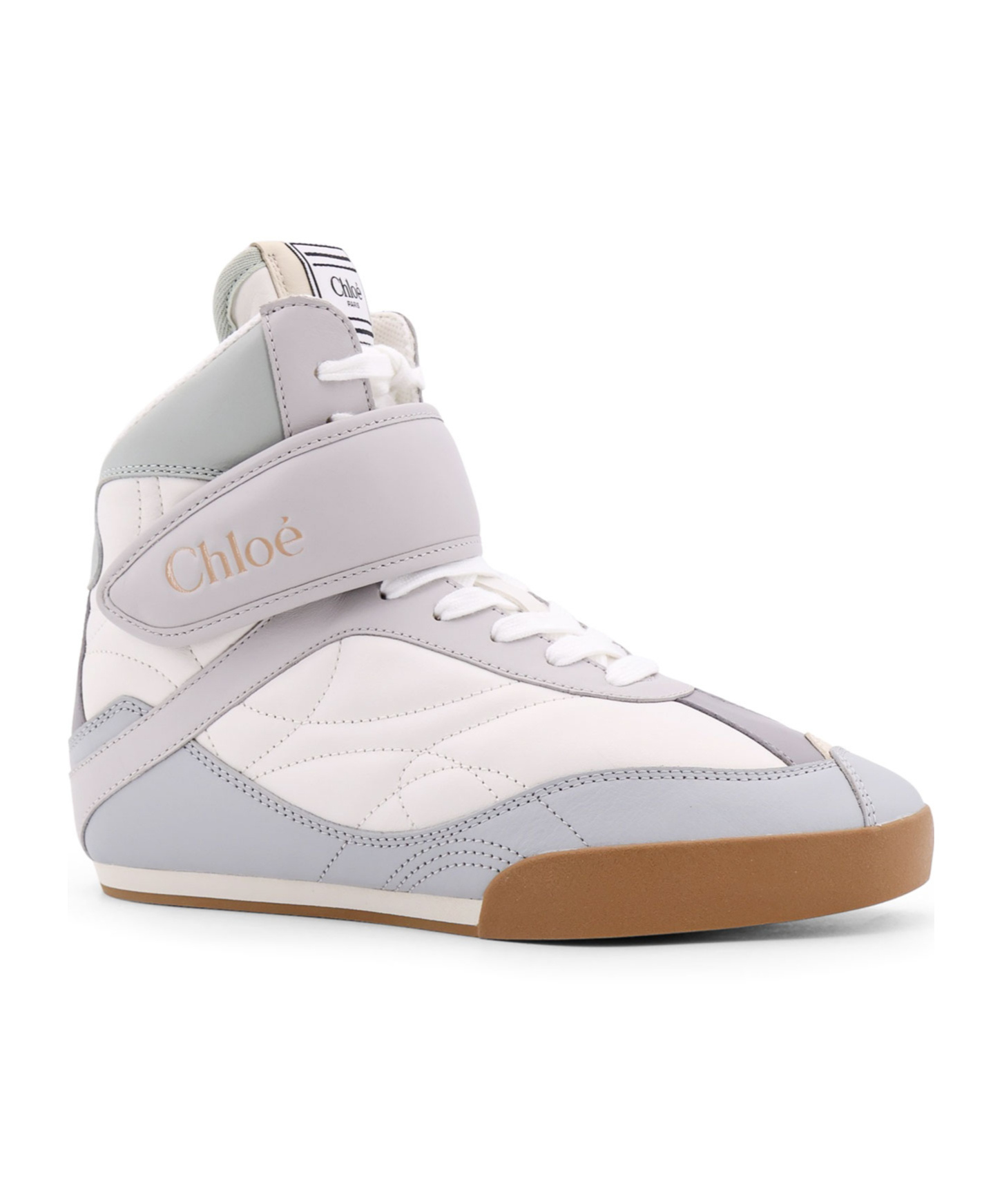 Chloé Almond Toe High-top Sneaker With Quilted Panels In White