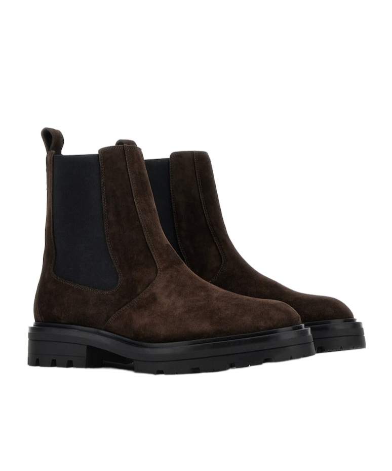 Hogan Suede Ankle Boots With Elastic Side Panels In Black