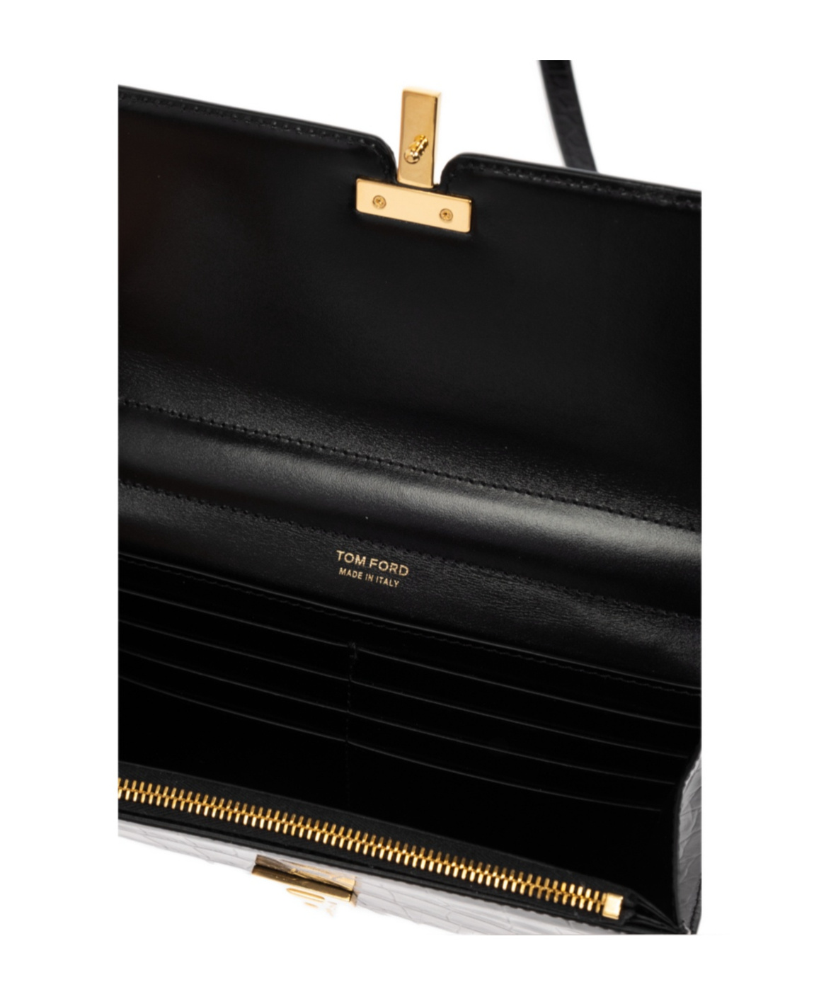 Tom Ford Mini Shoulder Bag In Stamped Crocodile Calf Leather In Black