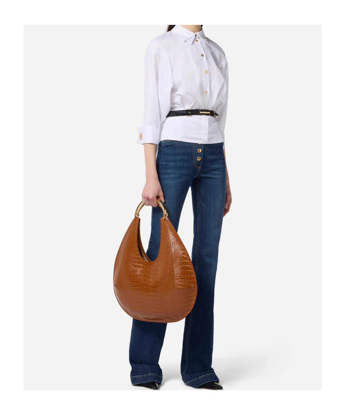 Elisabetta Franchi Embellished-cuff Shirt In White