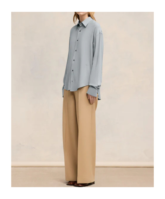 Ami Alexandre Mattiussi Buckle Long-sleeved Shirt In Gray