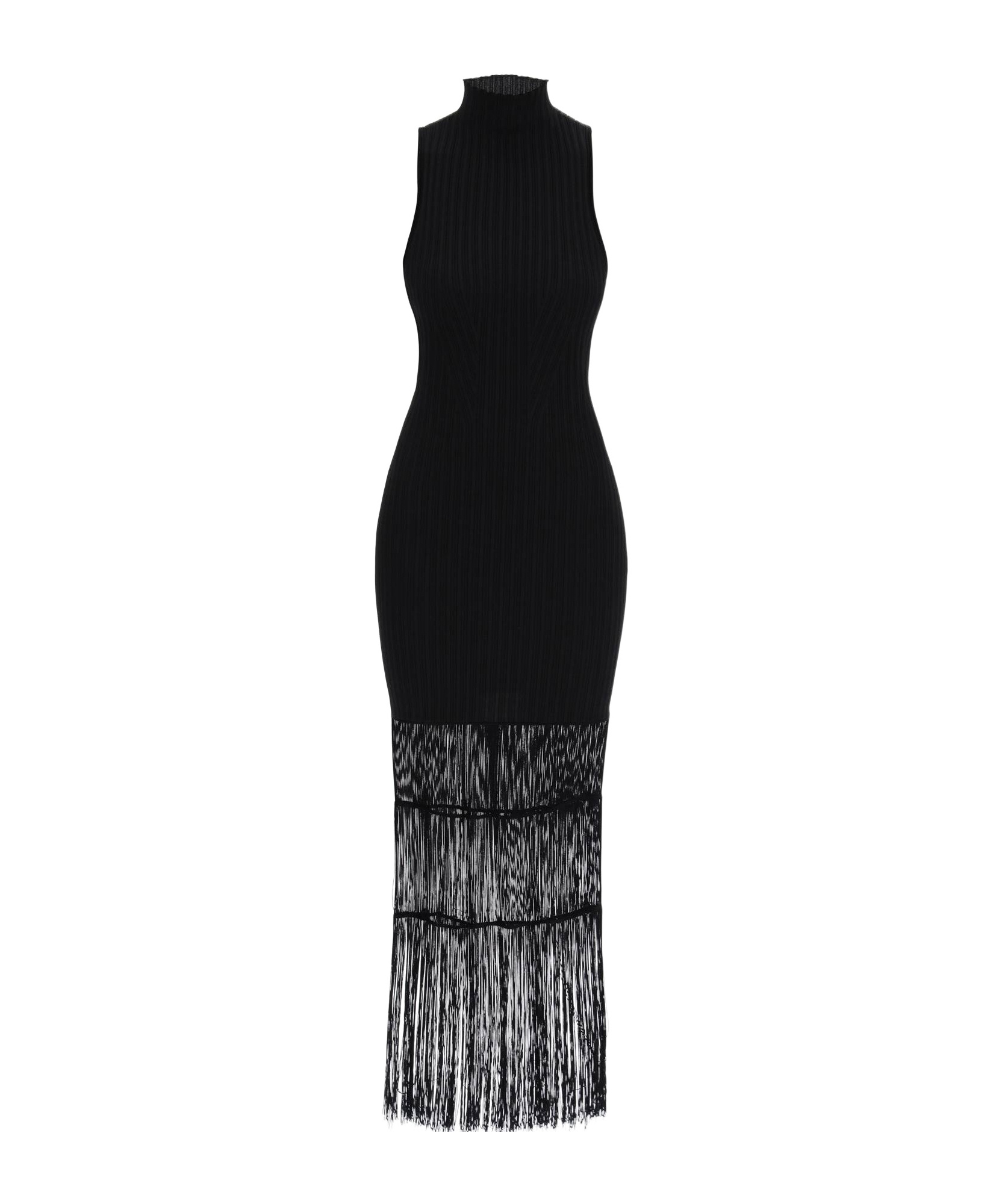 Khaite Black Ribbed Knit Turtleneck Maxi Dress In Black