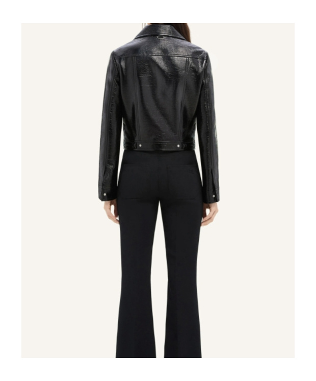 Courrèges Cropped Lambskin Jacket In Black