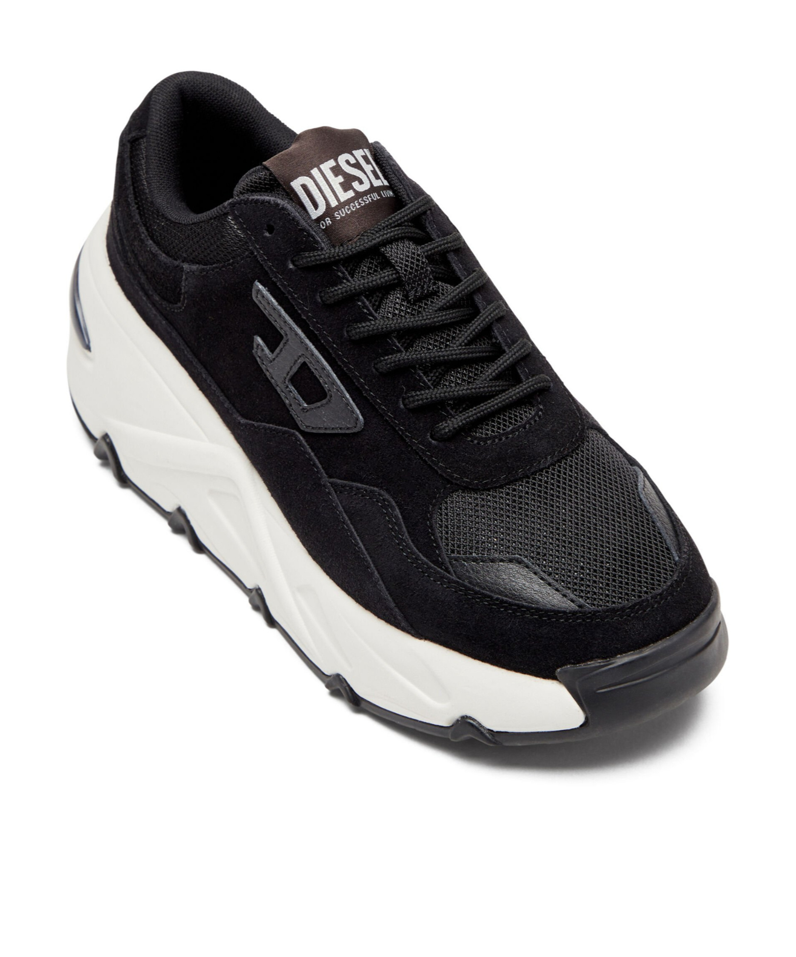 Diesel S-savannah-platform Sneakers In Suede And Mesh In Black
