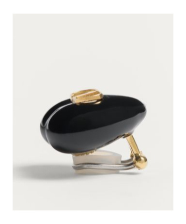Valentino Black Enamel And Metal Coeur Royal Earrings In Black