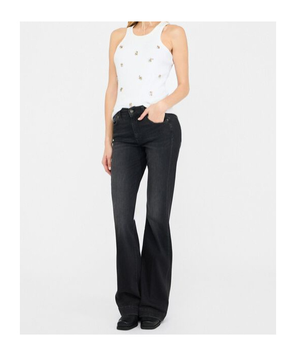 Liu •jo Flared Denim Trousers In Black
