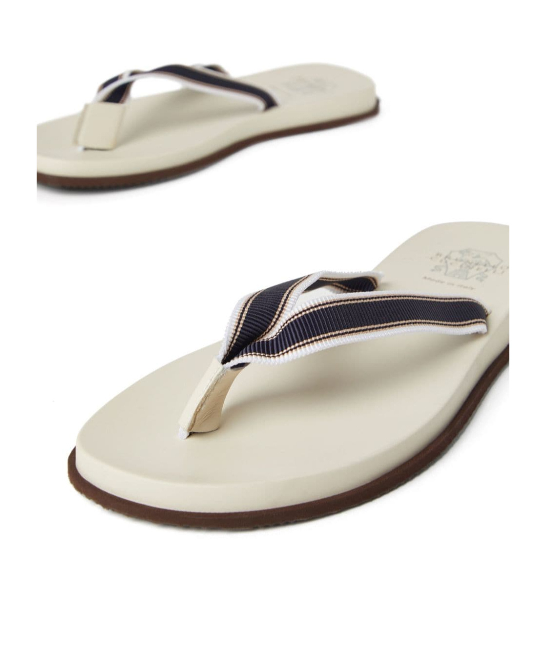 Brunello Cucinelli Striped Slippers In White