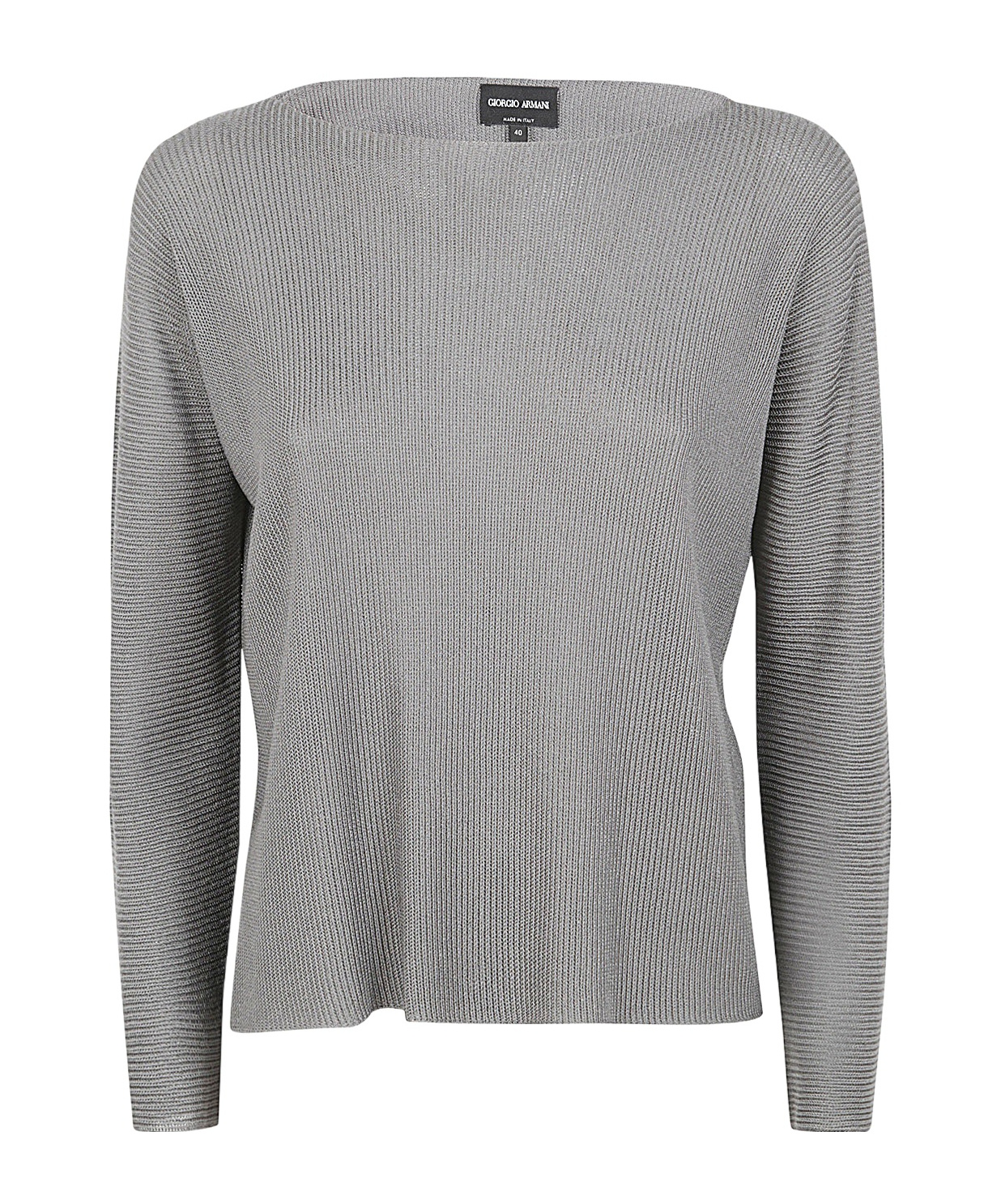 Giorgio Armani Long Sleeves Boat Neck Sweater In Gray