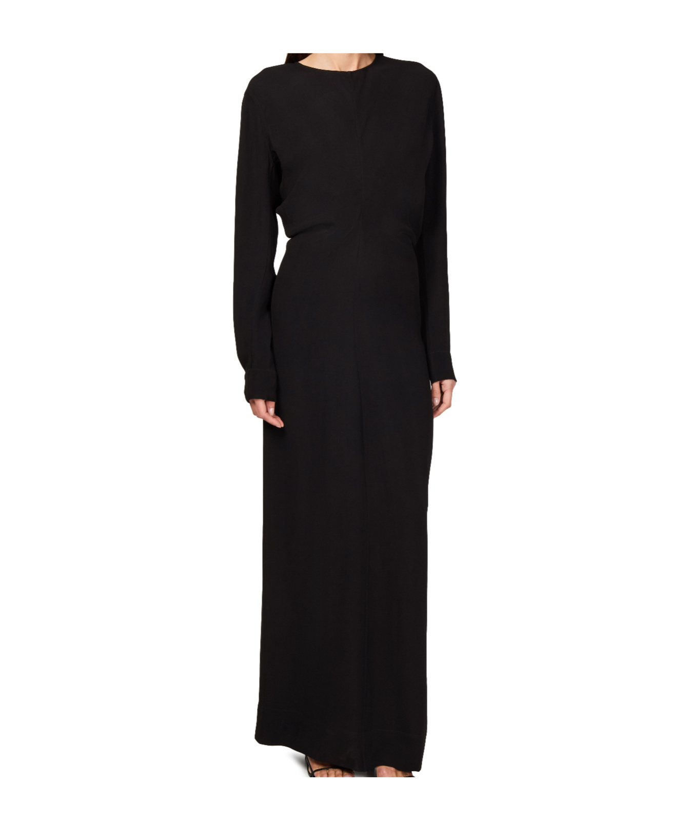Totême Round Neck Long Sleeve Dress In Black