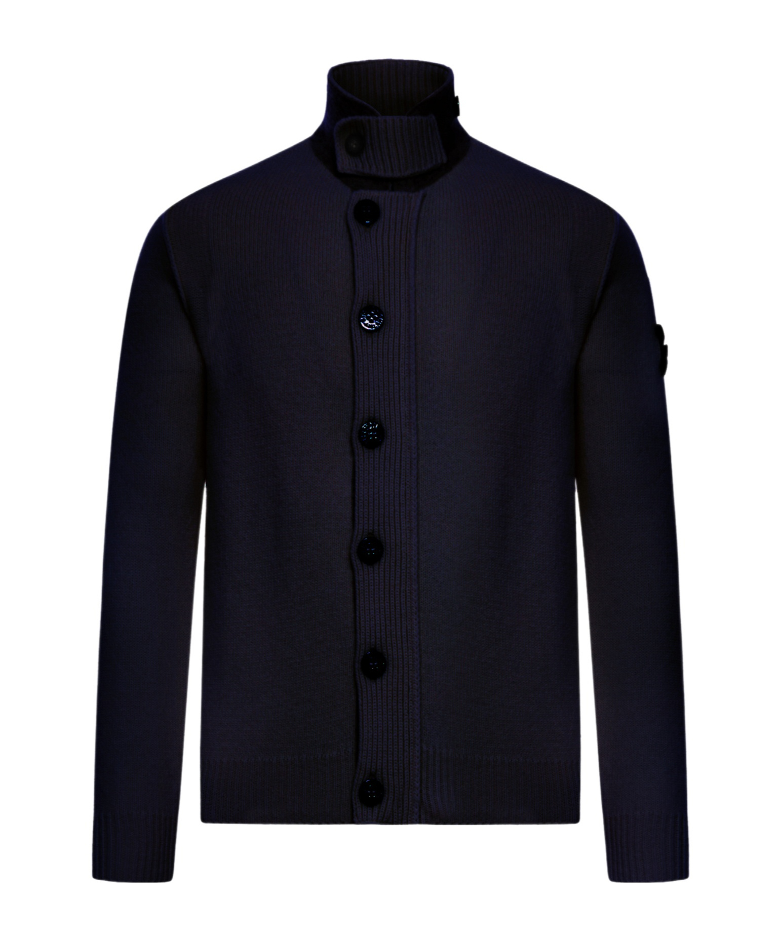 Stone Island High-neck Cardigan With Logo Patch In Black