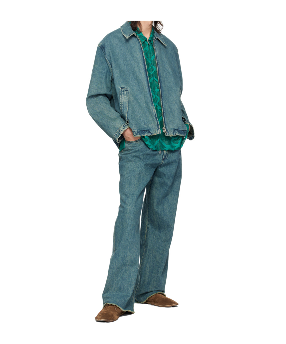 Shop Song For The Mute Zip-up Dropped Shoulder Shirt