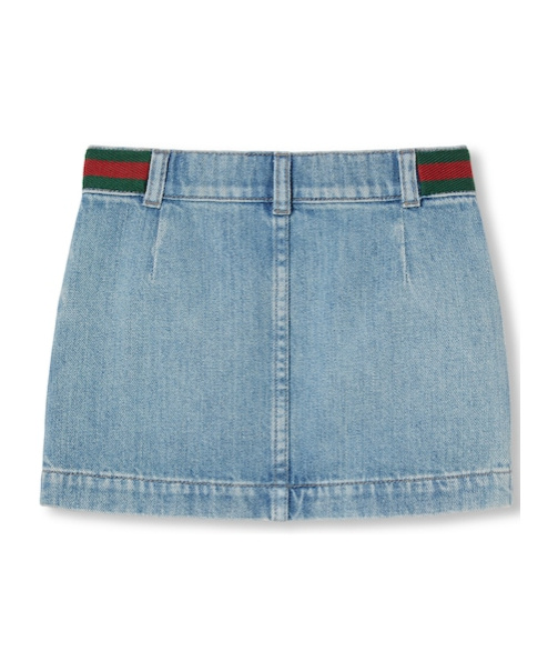 GUCCI CHILDREN'S DENIM MINI SKIRT WITH WEB