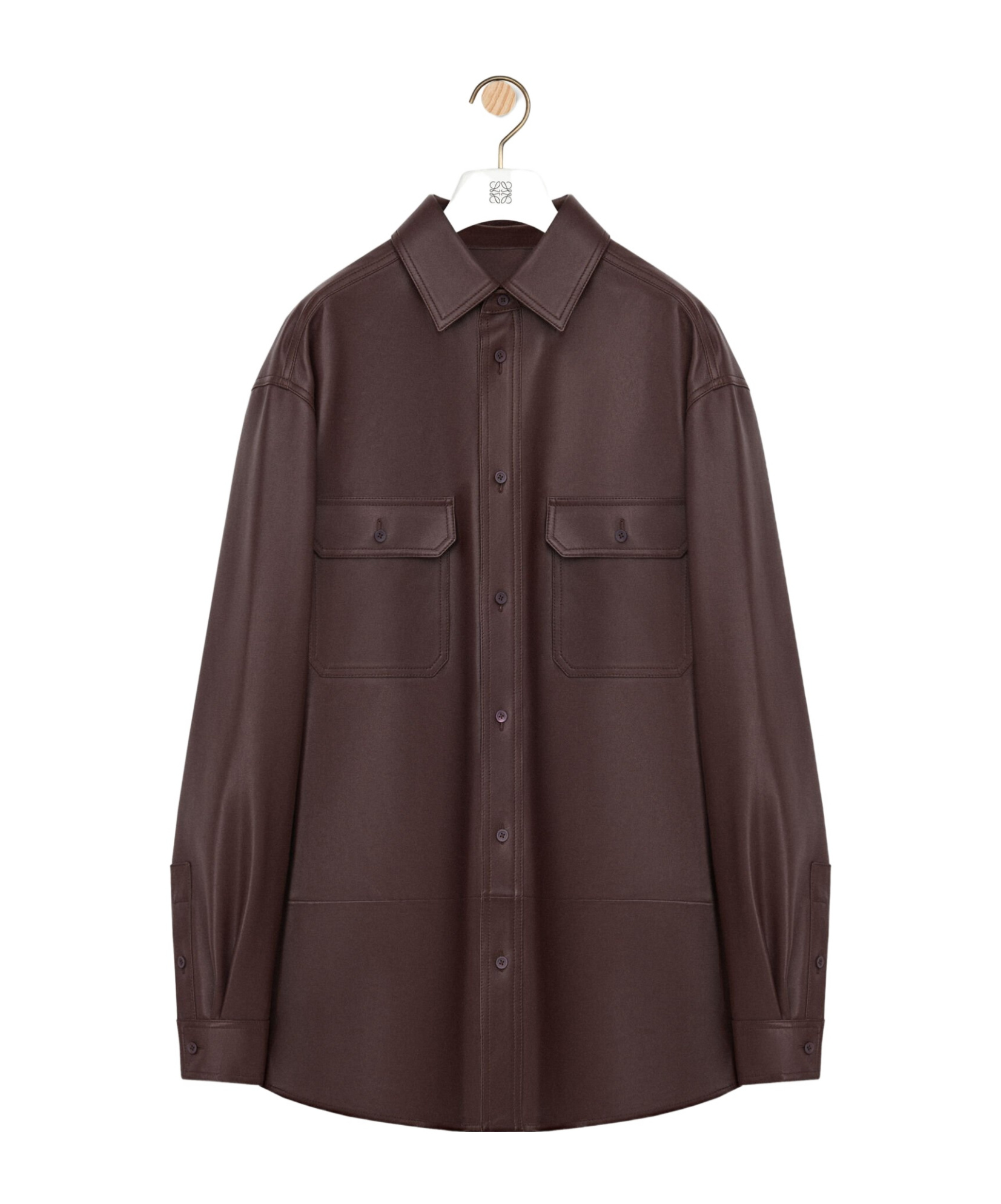 Loewe Overshirt In Nappa Lambskin In Brown