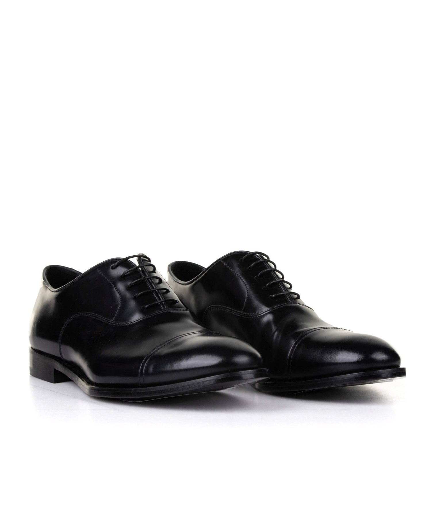 Doucal's High-shine Black Oxford Shoes With Lace-up Fastening In Black