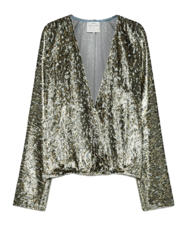 Forte Forte Metallic-effect V-neck Blouse In Gray