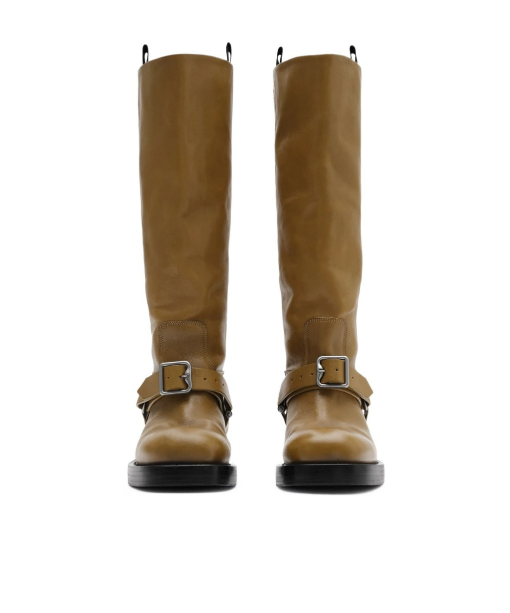 Burberry Leather Saddle Knee-high Boots In Brown