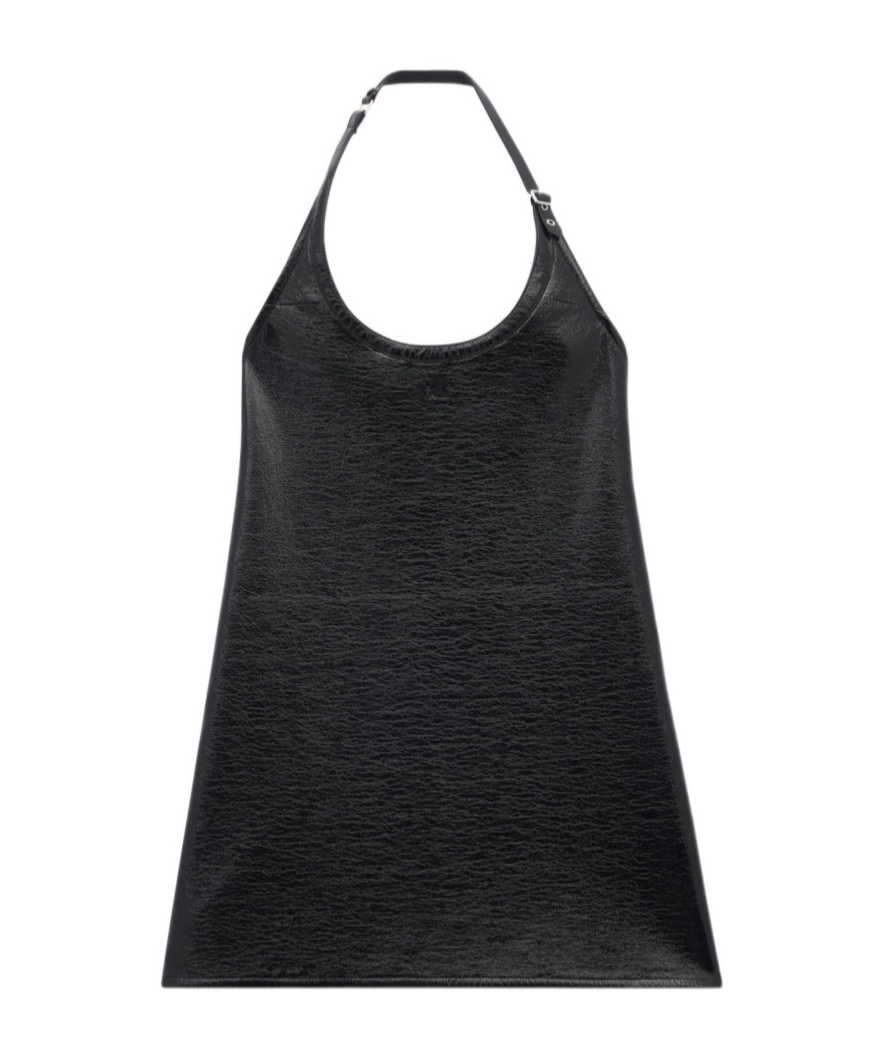 Courrèges Courregès Buckle Babydoll Vinyl Dress In Black