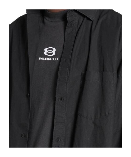 Balenciaga Cotton Distressed Overshirt In Black