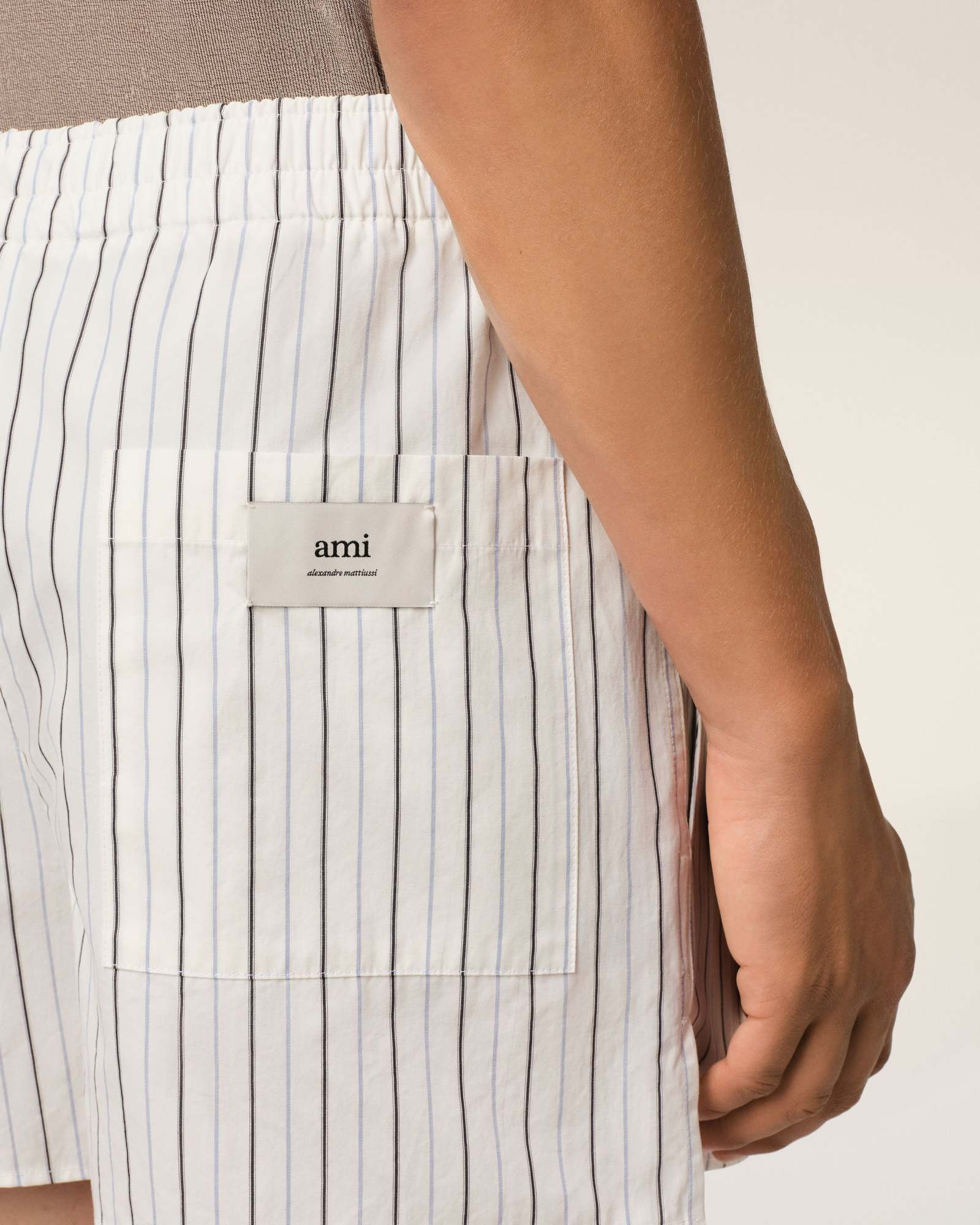 Shop Ami Alexandre Mattiussi Striped Shorts In White