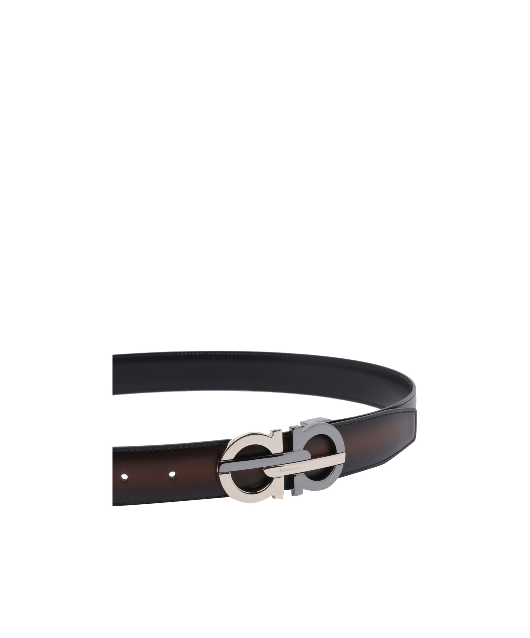 Ferragamo Men Gancini Adjustable And Reversible Belt In Brown